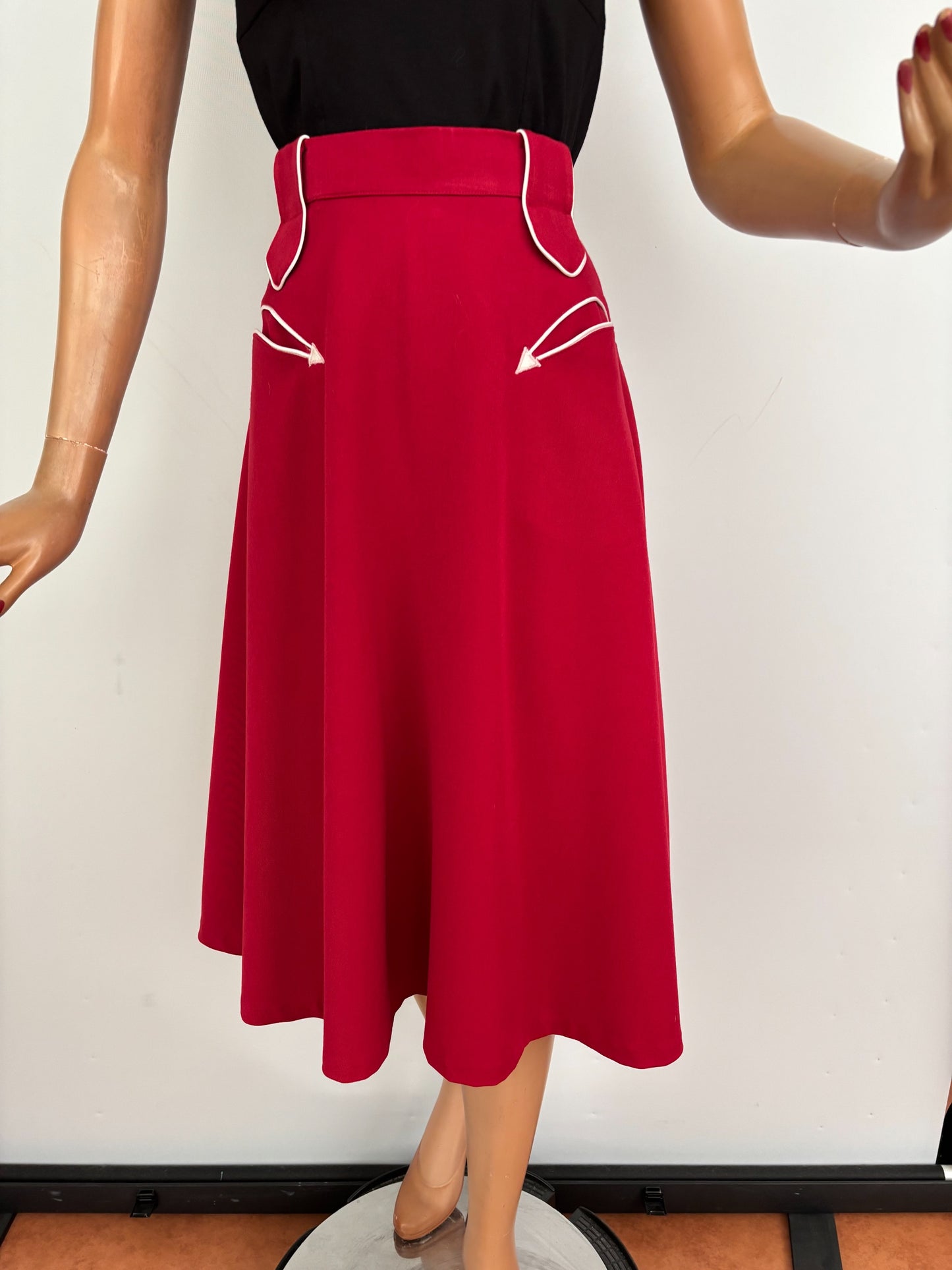 XL | Coral Red Western Skirt