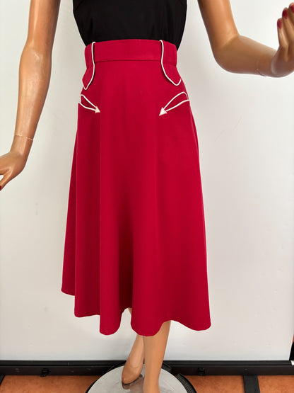 XL | Coral Red Western Skirt