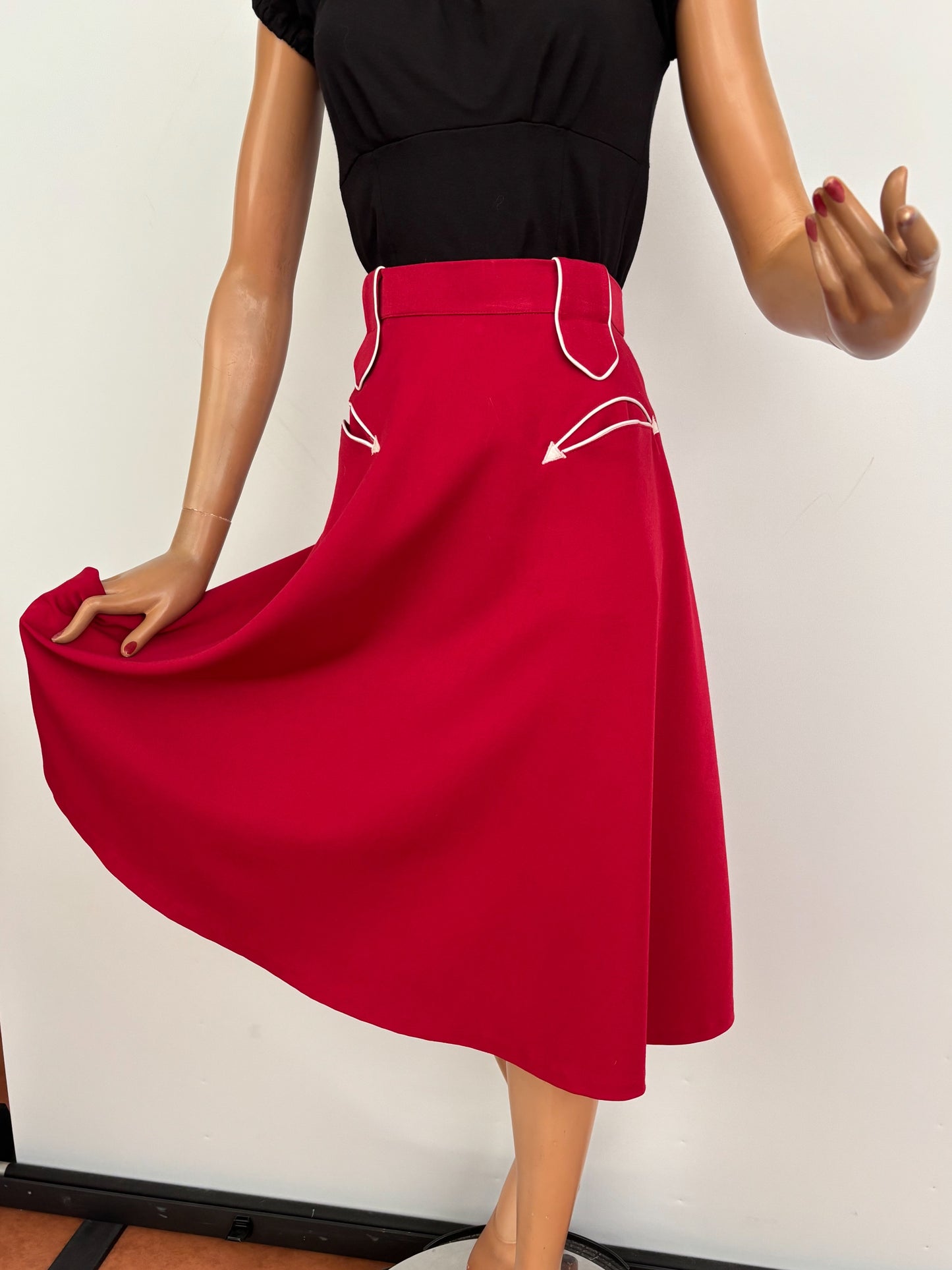 XL | Coral Red Western Skirt