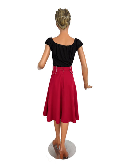 XL | Coral Red Western Skirt
