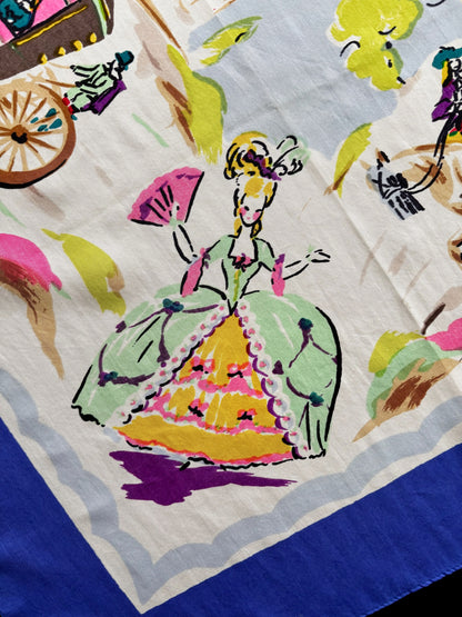 Deadstock French Scarf With Carriage Scene | 80x86 cm