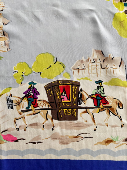 Deadstock French Scarf With Carriage Scene | 80x86 cm