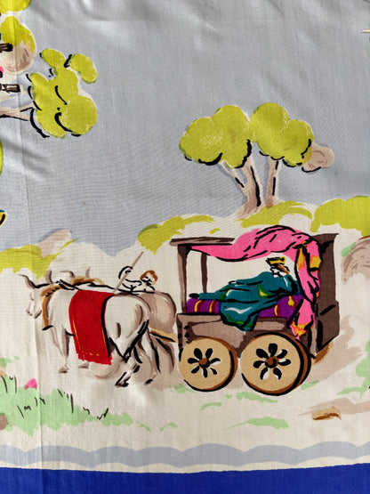 Deadstock French Scarf With Carriage Scene | 80x86 cm