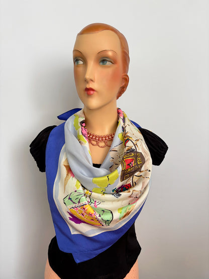 Deadstock French Scarf With Carriage Scene | 80x86 cm
