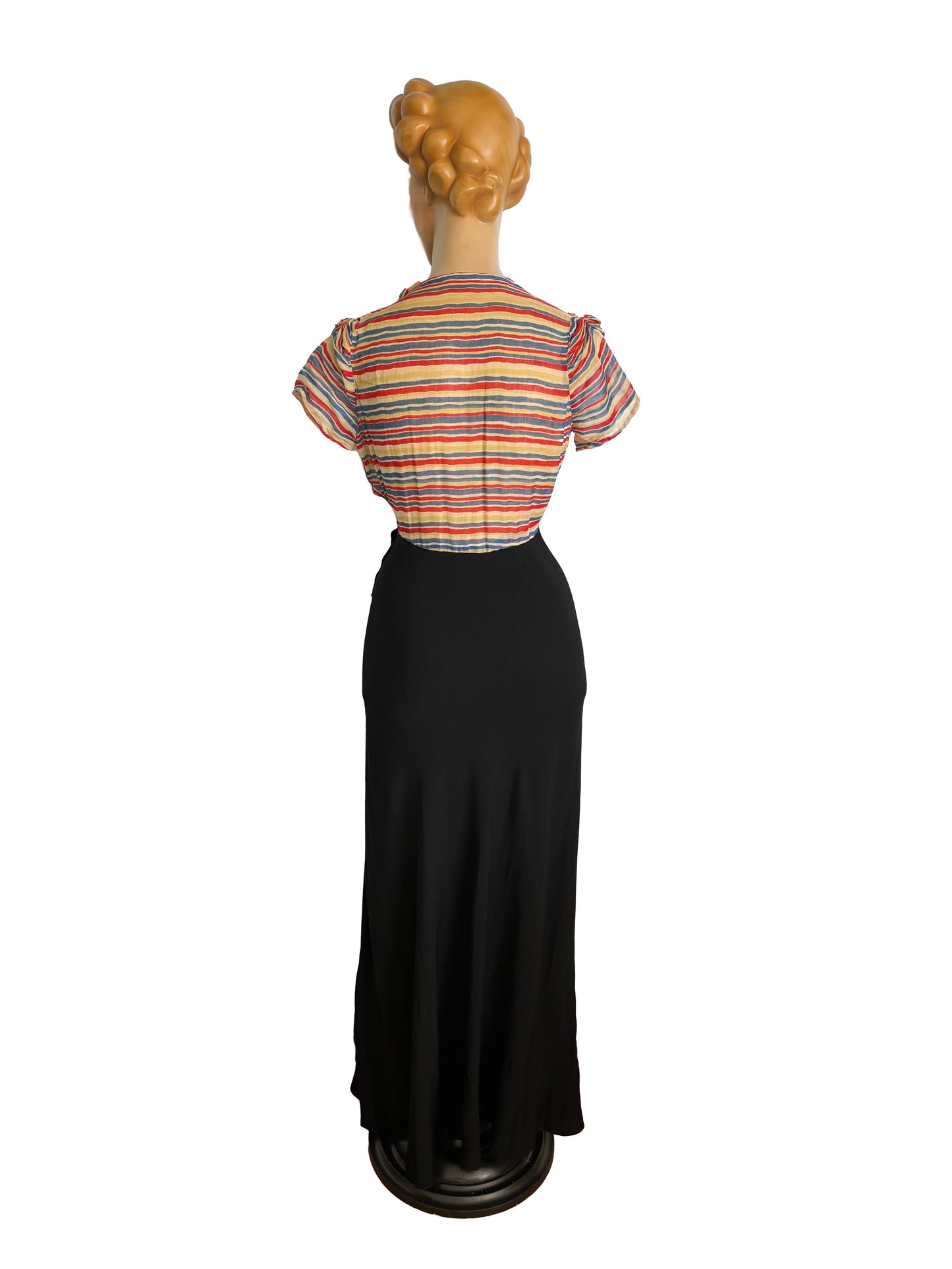 1930s Crepe Evening Dress Muslin Top | XS