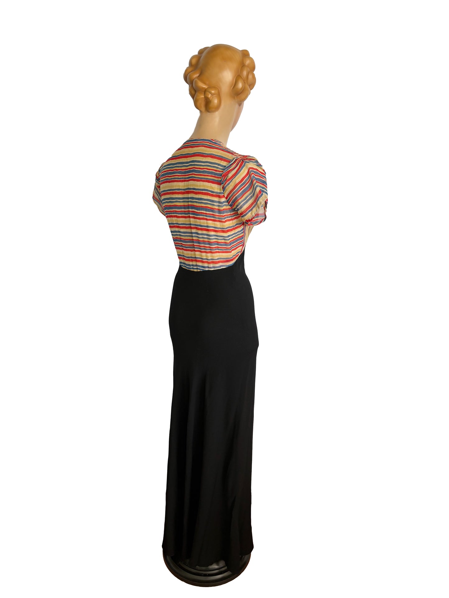 1930s Crepe Evening Dress Muslin Top | XS