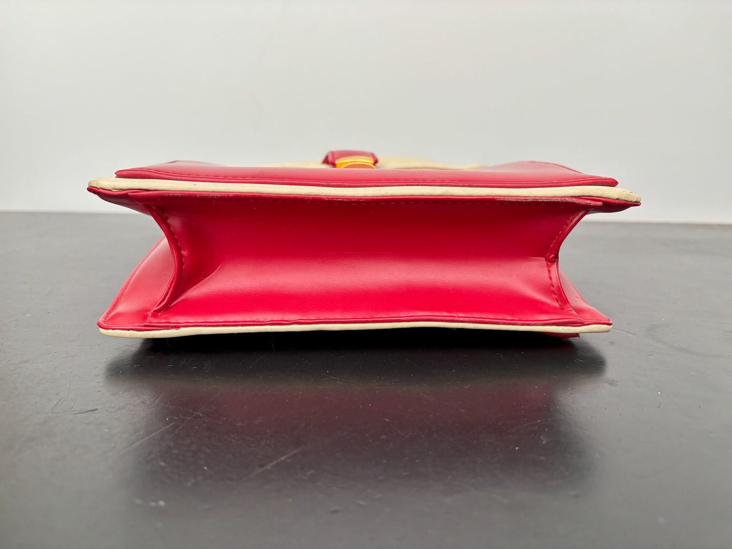 1960s Red & Cream Mod Handbag | Space Age Vinyl Purse