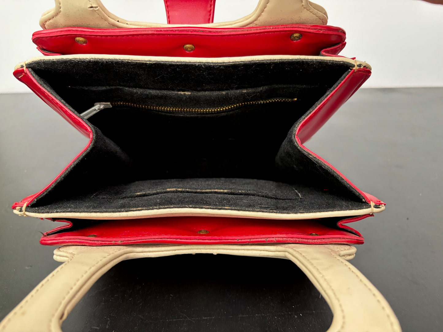 1960s Red & Cream Mod Handbag | Space Age Vinyl Purse