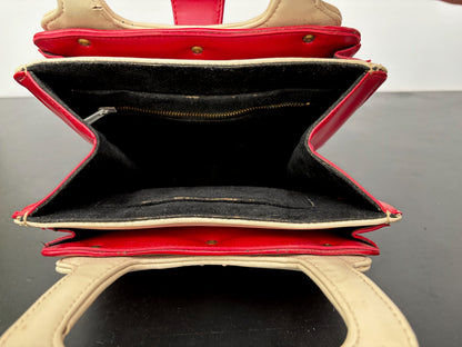 1960s Red & Cream Mod Handbag | Space Age Vinyl Purse