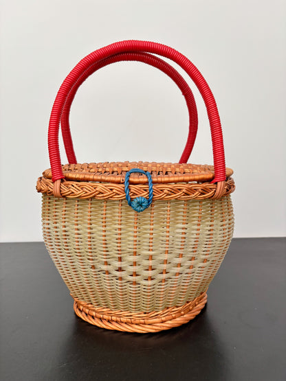 1960s Wicker and Plastic Basket Handbag