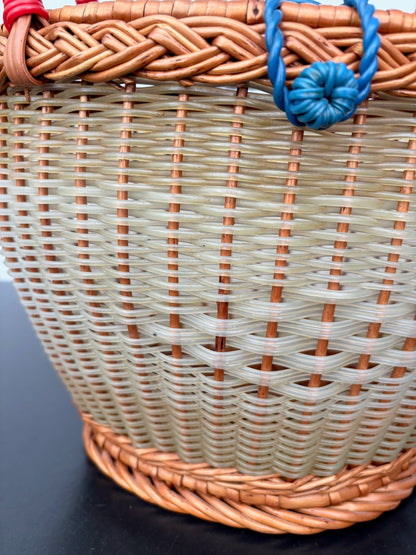 1960s Wicker and Plastic Basket Handbag