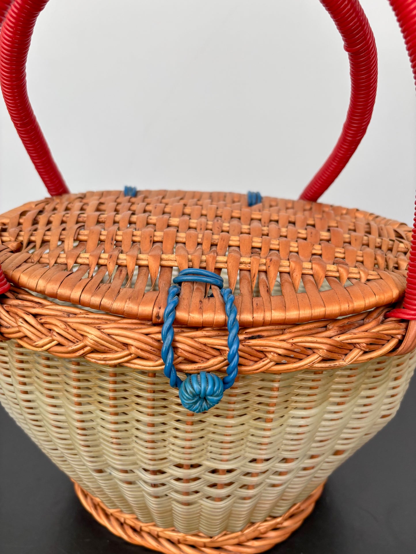 1960s Wicker and Plastic Basket Handbag