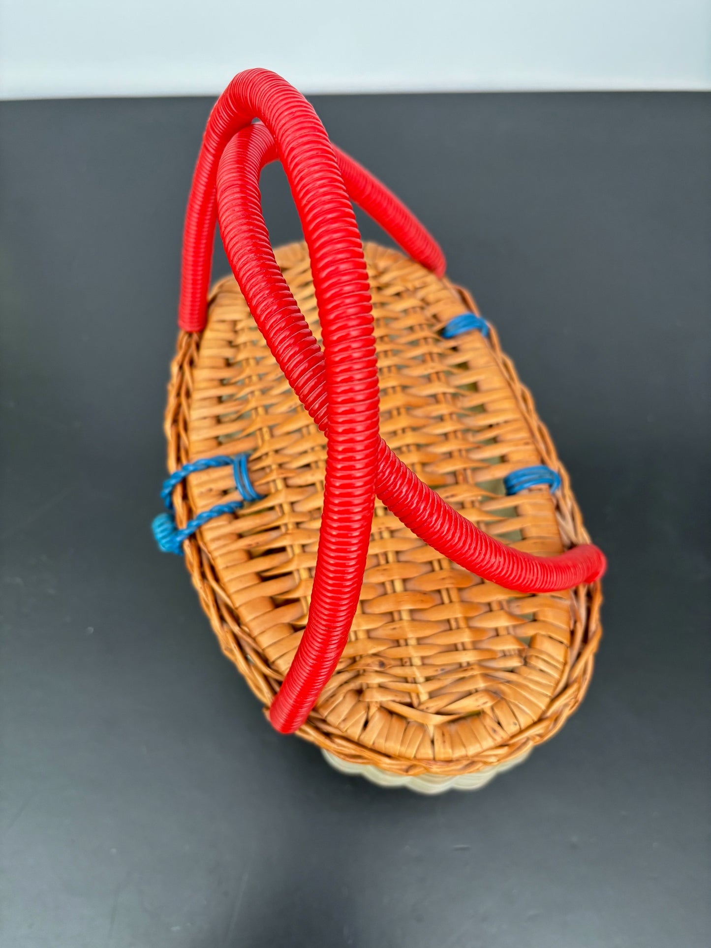 1960s Wicker and Plastic Basket Handbag