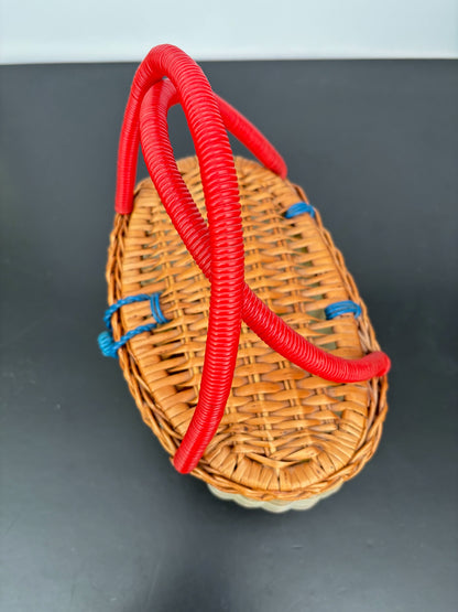 1960s Wicker and Plastic Basket Handbag