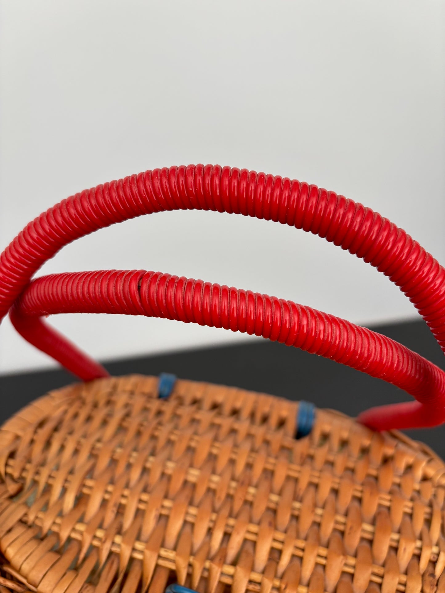 1960s Wicker and Plastic Basket Handbag