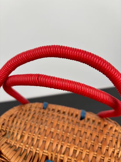 1960s Wicker and Plastic Basket Handbag