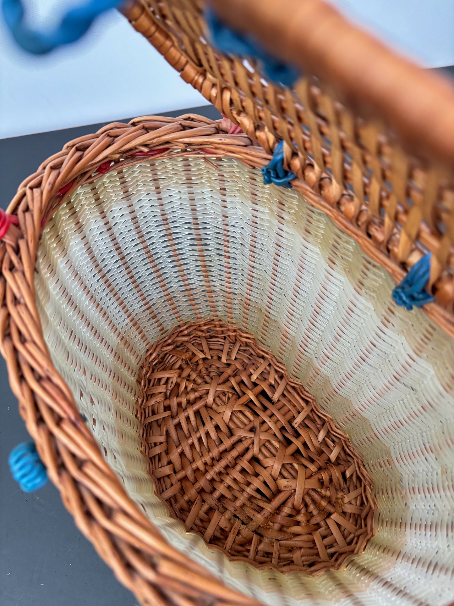 1960s Wicker and Plastic Basket Handbag
