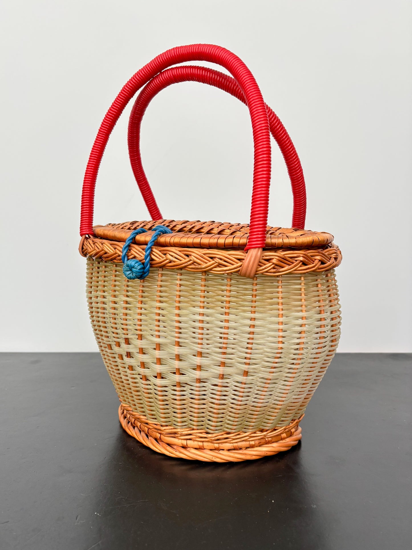 1960s Wicker and Plastic Basket Handbag
