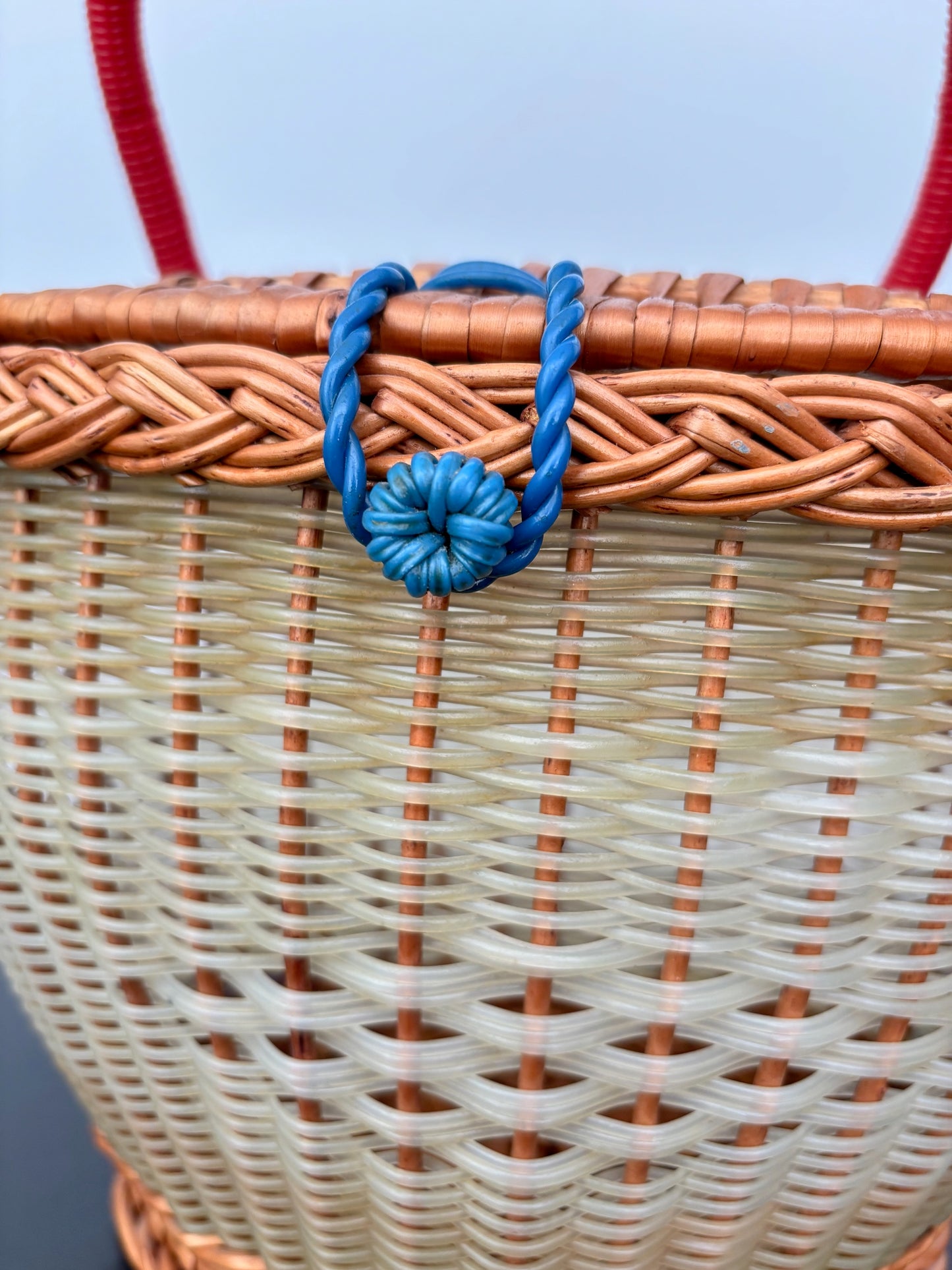 1960s Wicker and Plastic Basket Handbag