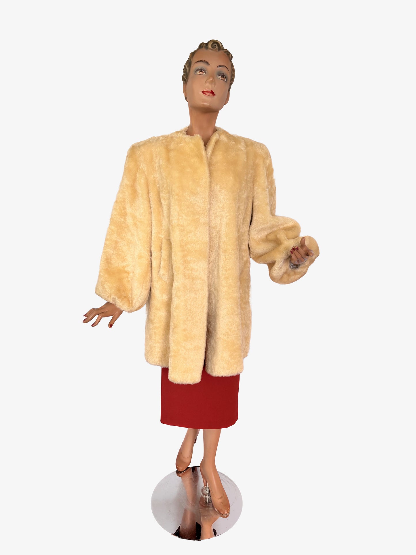 1940s Faux Fur Balloon Sleeve Coat  | S - XL