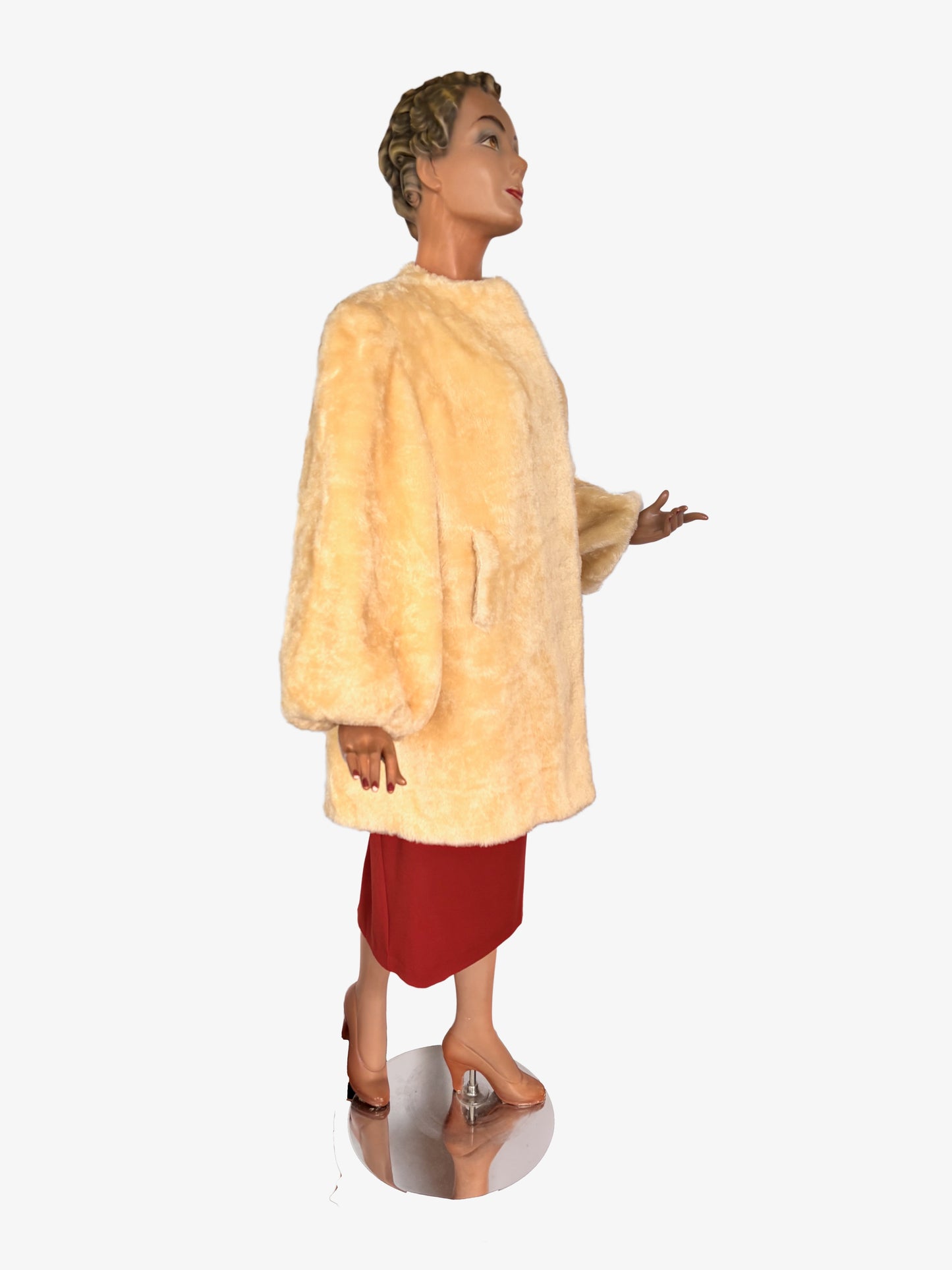 1940s Faux Fur Balloon Sleeve Coat  | S - XL