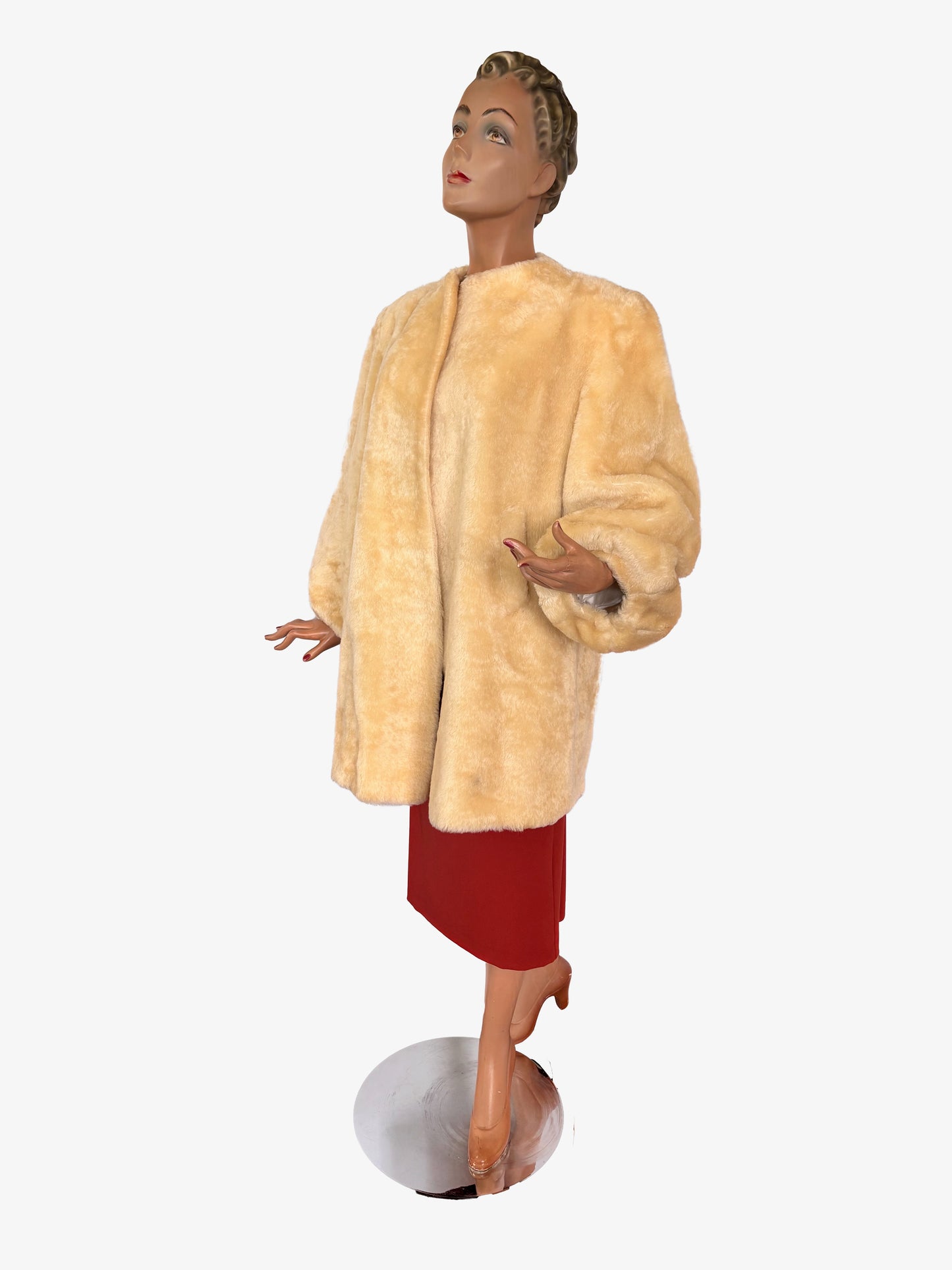 1940s Faux Fur Balloon Sleeve Coat  | S - XL