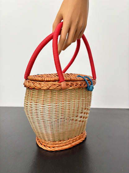 1960s Wicker and Plastic Basket Handbag