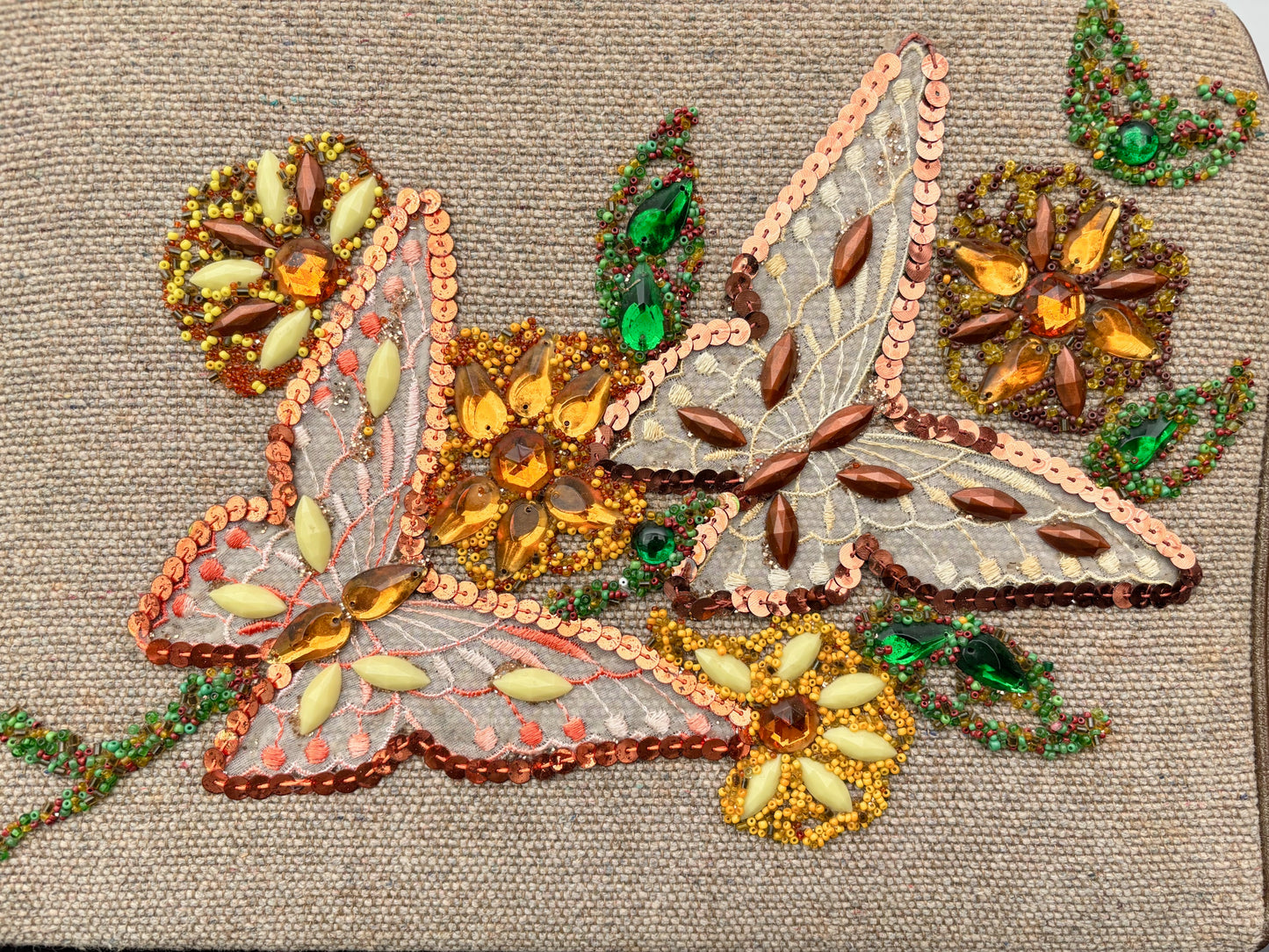 1960s Caron of Houston Hand Decorated Butterfly Handbag