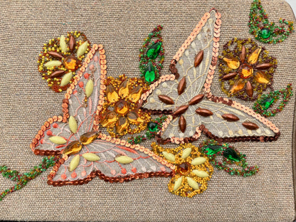 1960s Caron of Houston Hand Decorated Butterfly Handbag