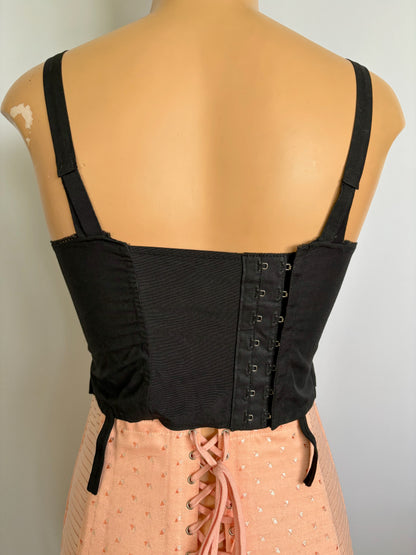 1960s NOS Niké par Gandukor Black Cotton Long-line Bra 76C