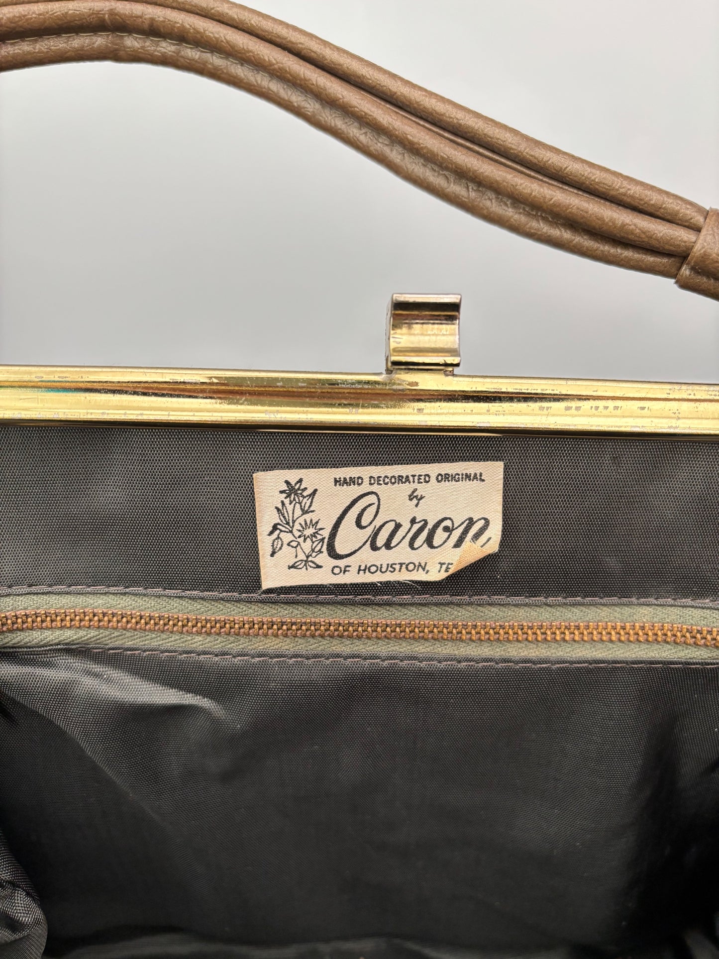 1960s Caron of Houston Hand Decorated Butterfly Handbag
