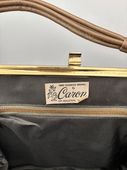 1960s Caron of Houston Hand Decorated Butterfly Handbag