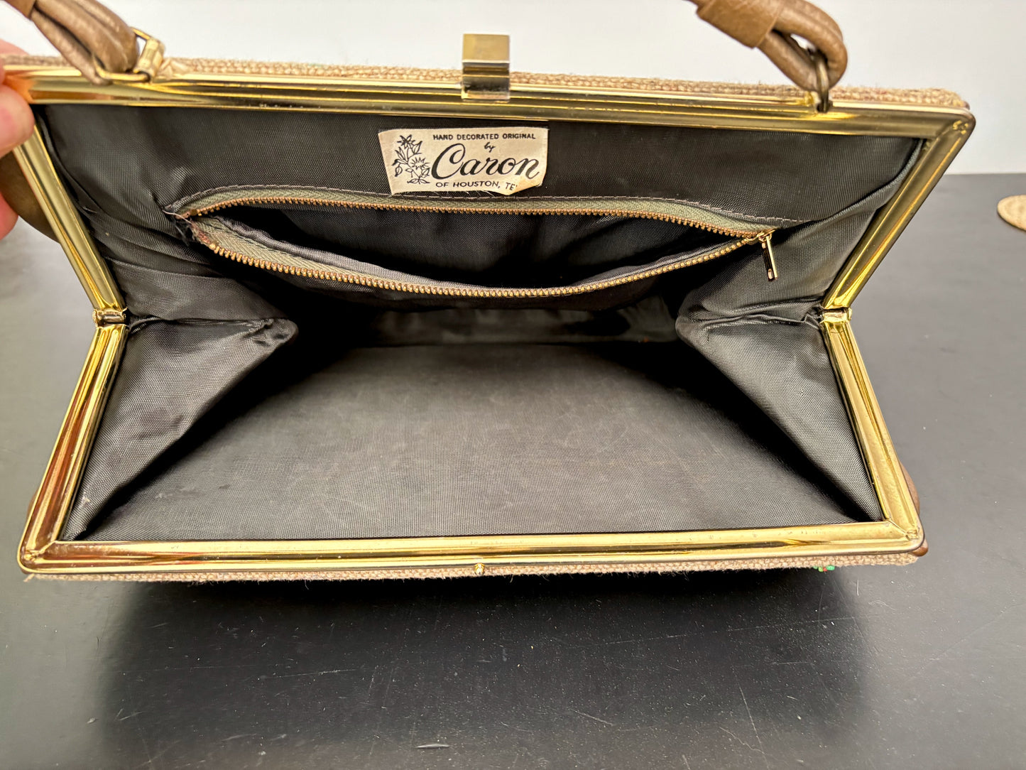 1960s Caron of Houston Hand Decorated Butterfly Handbag