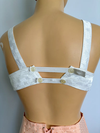 1950s NOS White Satin Bullet Bra