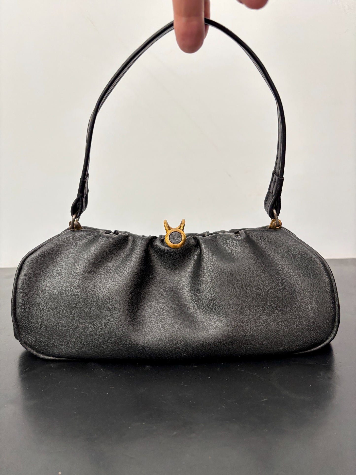 1950s Black Vinyl Handbag