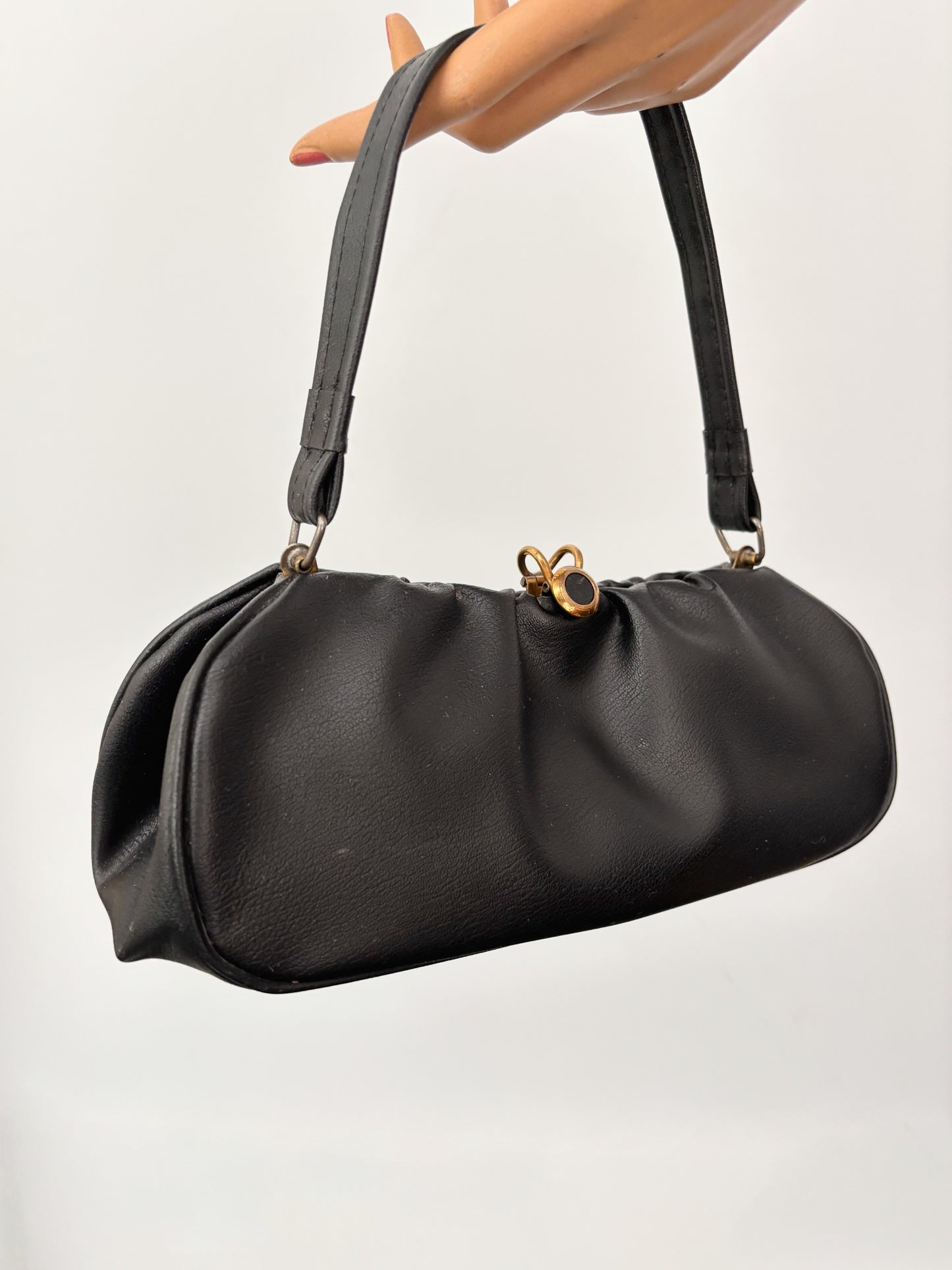 1950s Black Vinyl Handbag
