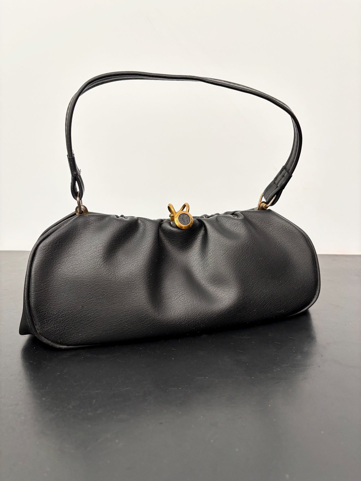 1950s Black Vinyl Handbag