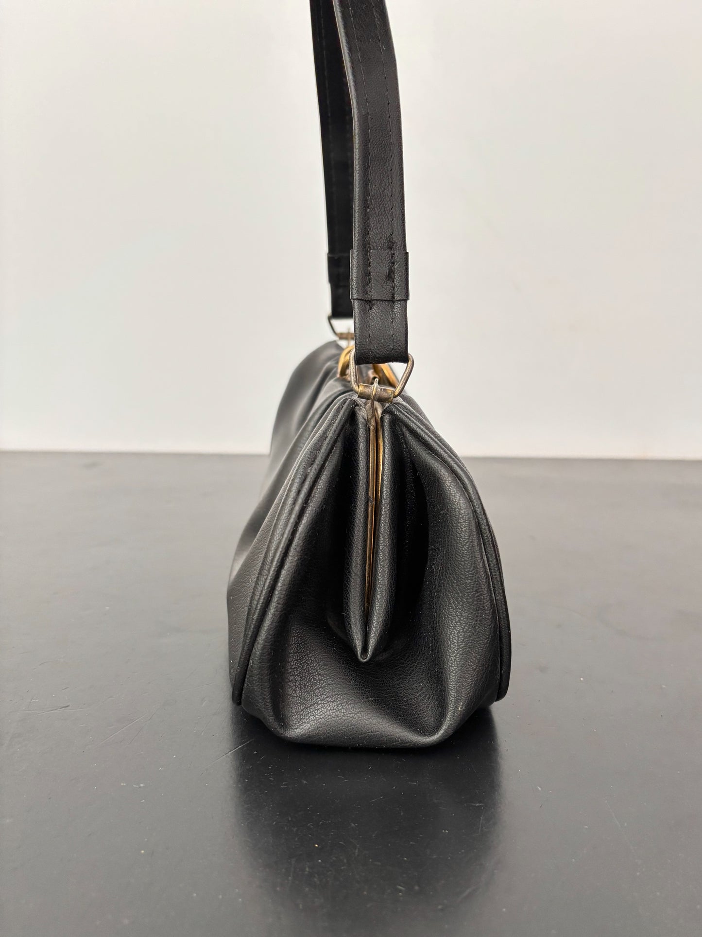 1950s Black Vinyl Handbag