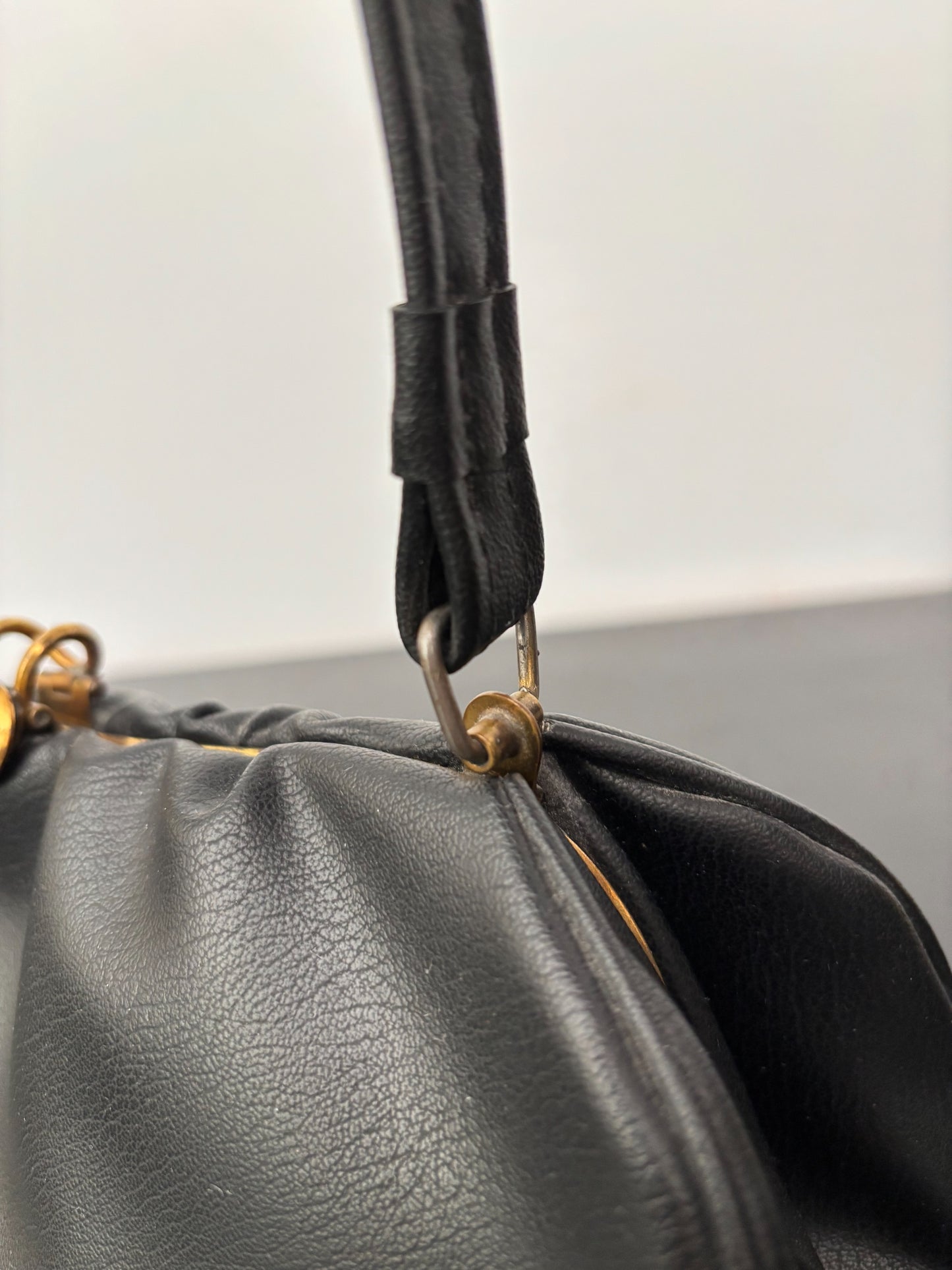 1950s Black Vinyl Handbag