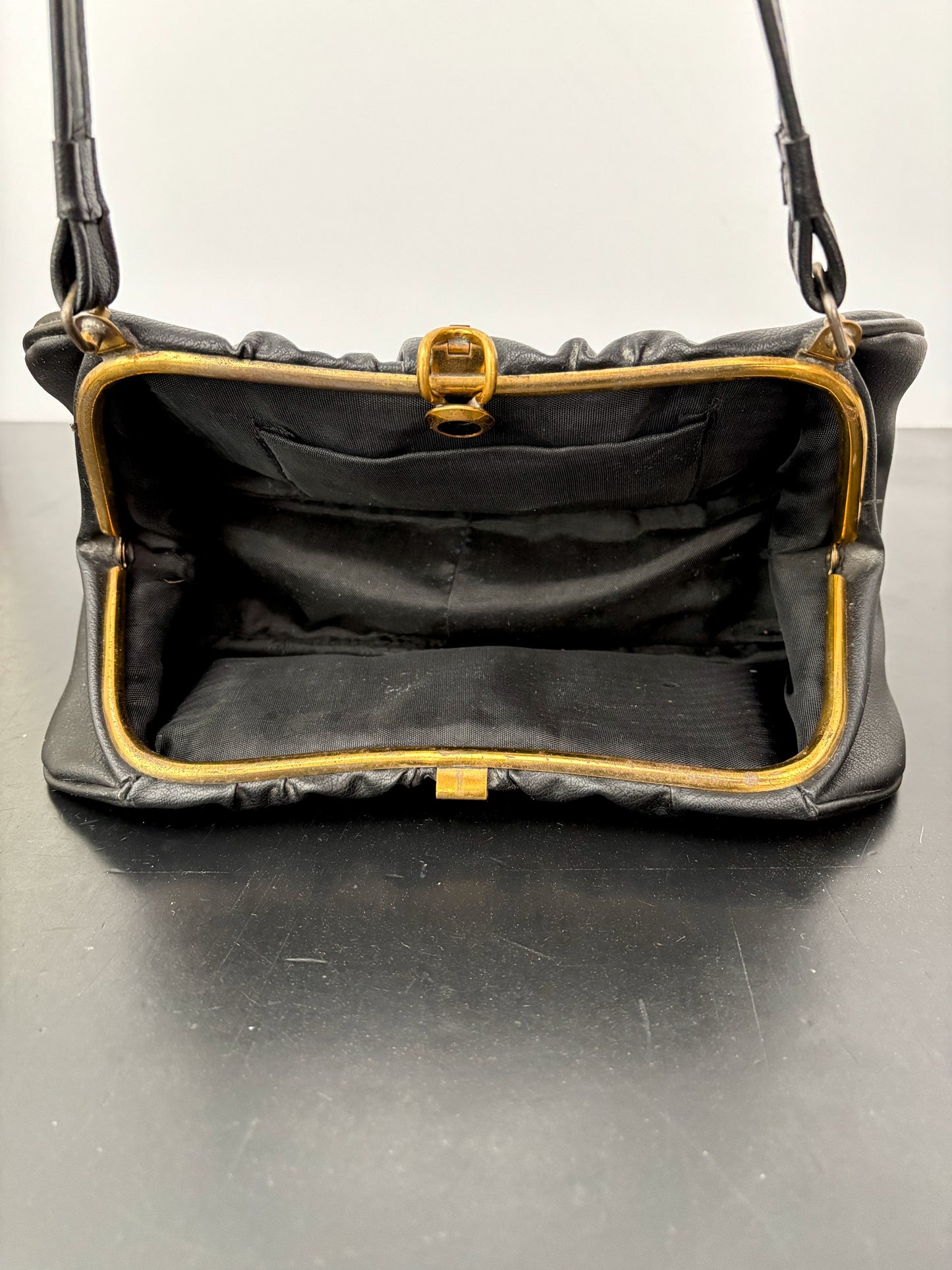 1950s Black Vinyl Handbag