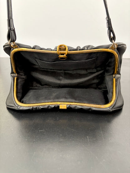 1950s Black Vinyl Handbag