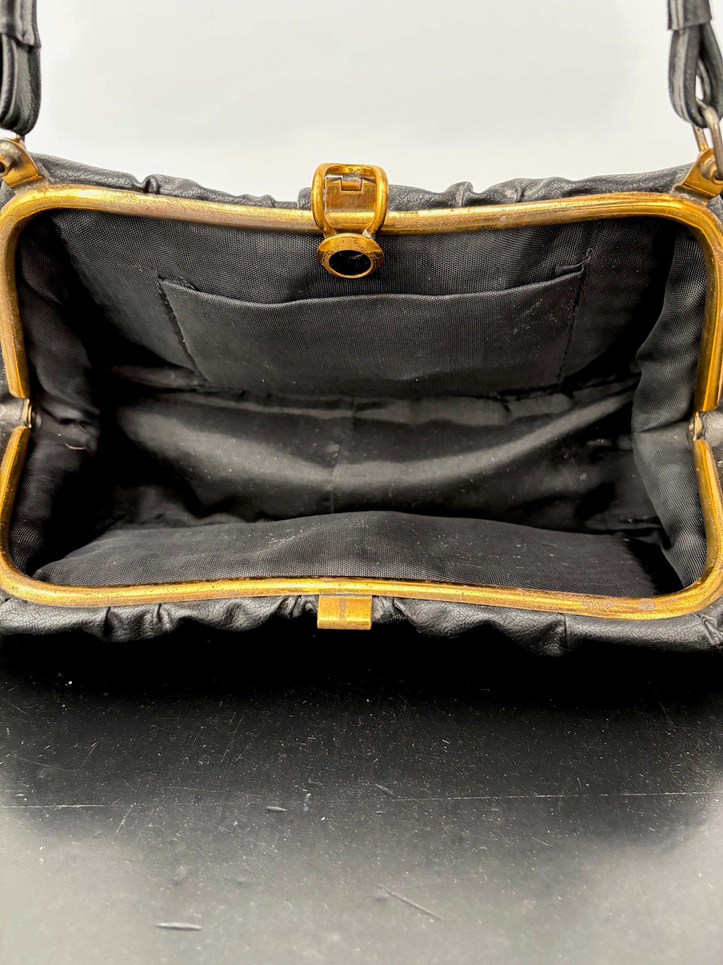 1950s Black Vinyl Handbag
