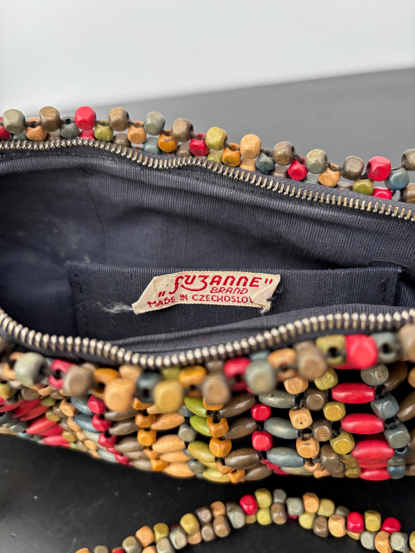 1930s Suzanne Brand Wooden Bead Handbag | Made in Czechoslovakia