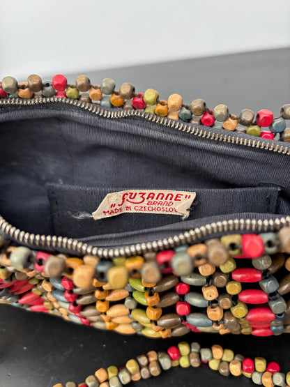 1930s Suzanne Brand Wooden Bead Handbag | Made in Czechoslovakia
