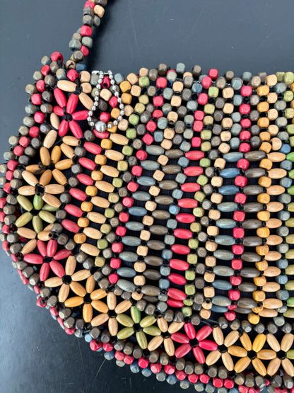 1930s Suzanne Brand Wooden Bead Handbag | Made in Czechoslovakia