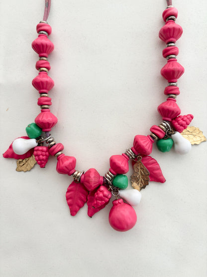 1940s/50s Raspberry Pink Fruit Novelty Necklace