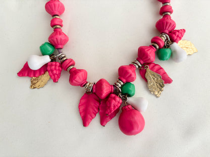 1940s/50s Raspberry Pink Fruit Novelty Necklace