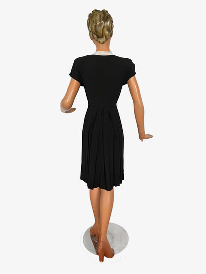XXS/XS | 1930s/1940s Black Crepe Dress With White Organza Trim