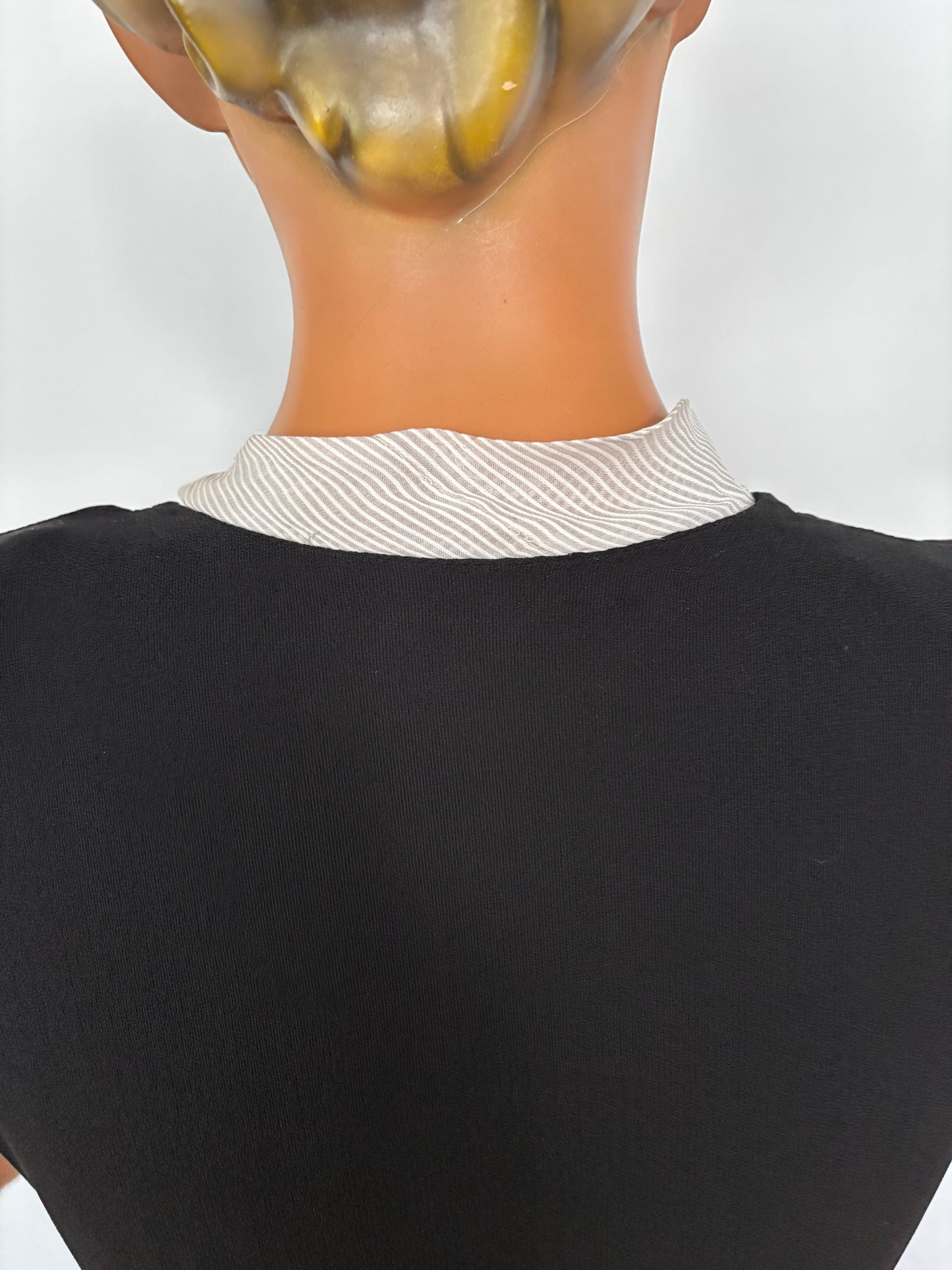 XXS/XS | 1930s/1940s Black Crepe Dress With White Organza Trim