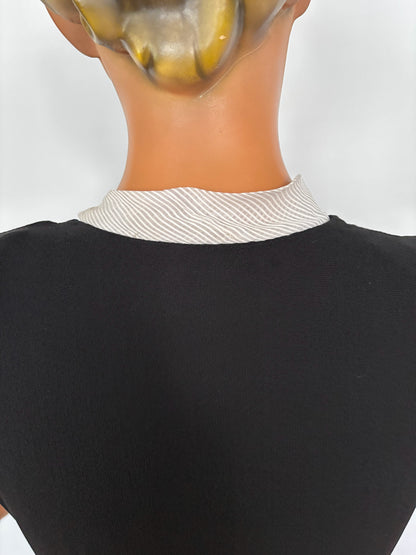 XXS/XS | 1930s/1940s Black Crepe Dress With White Organza Trim